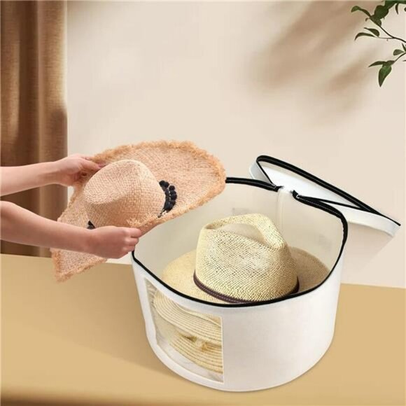 Large Hat Storage Box Foldable Felt Travel Organizer for Hats Toys Clothes - Picture 2 of 8